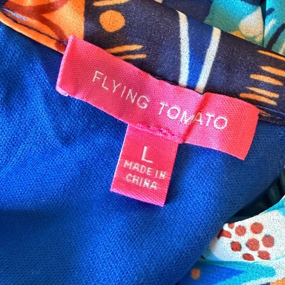 Flying Tomato Blue and Orange Dress - Picture 4 of 4